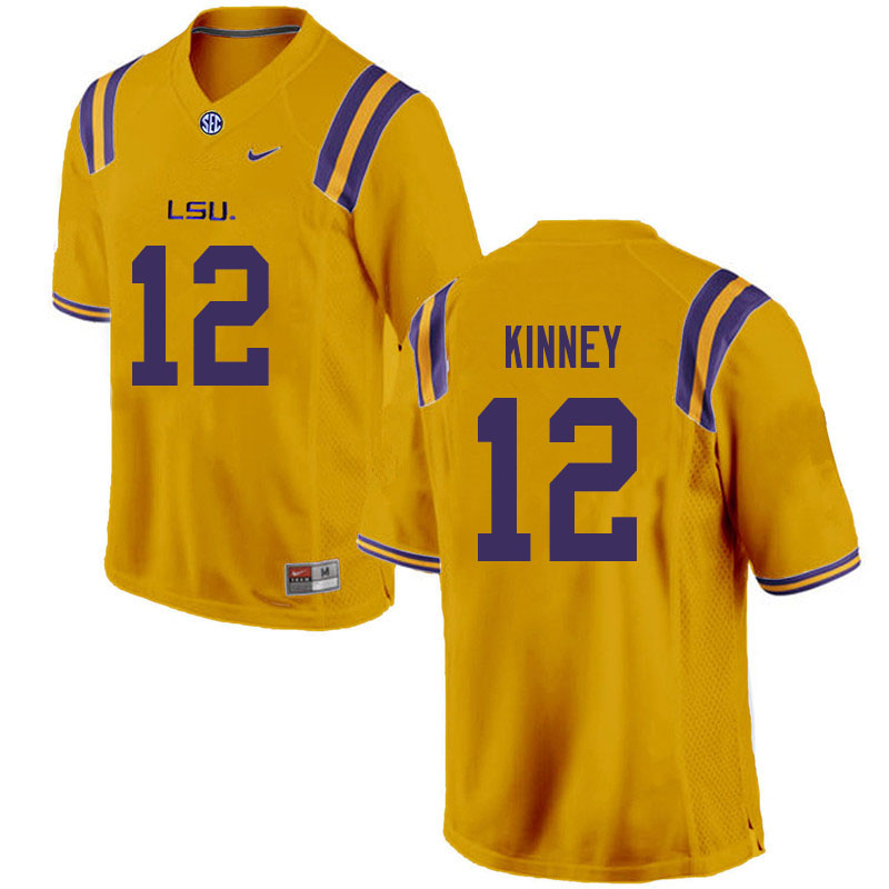 Men #12 Walker Kinney LSU Tigers College Football Jerseys Sale-Gold